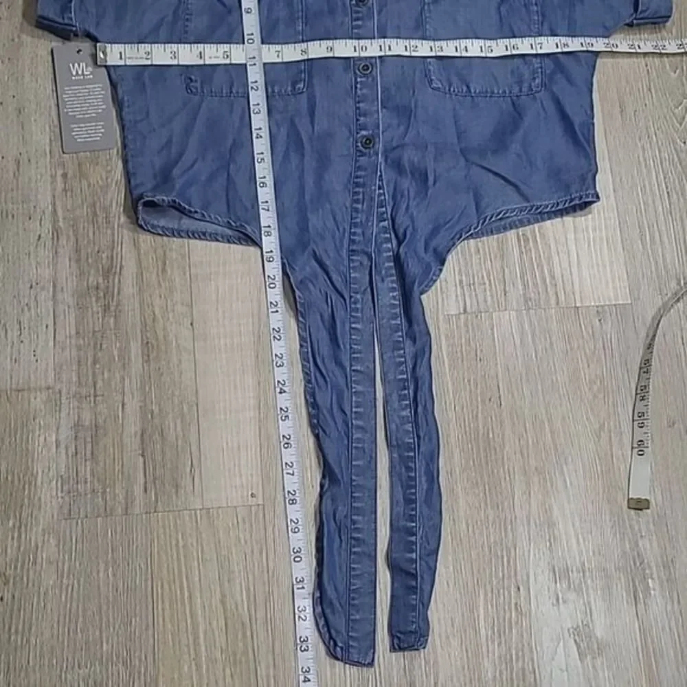 Lyocell WASH LAB Tie Front Shirt W/S Blue NWT WL1432T Short Sleeve - Picture 5 of 10